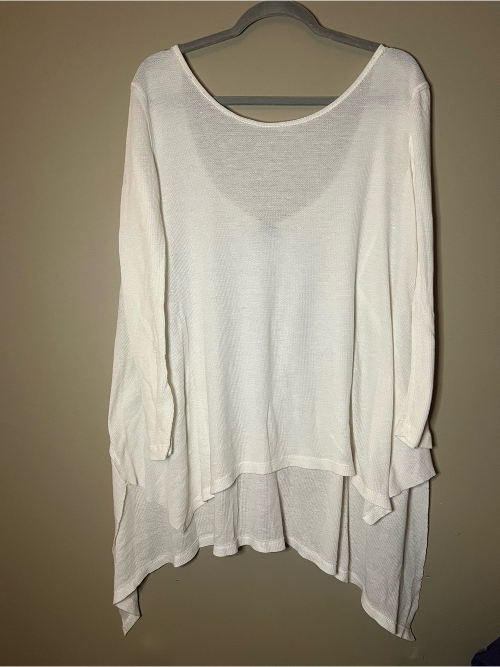 We The Free Cream Scoop-Neck Layered Hem Tunic
